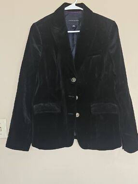Banana Republic Black Velvet Tailored Blazer